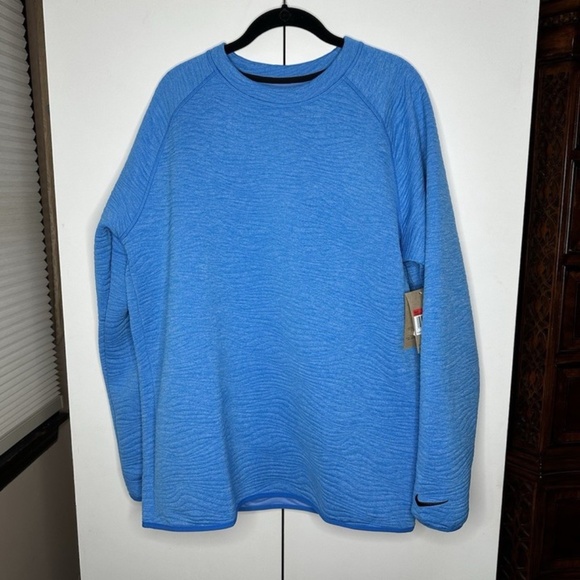 Nike Dri-Fit Tour Quilted Crewneck Golf Sweatshirt Blue Mens Large FD5835-435 - Picture 1 of 3